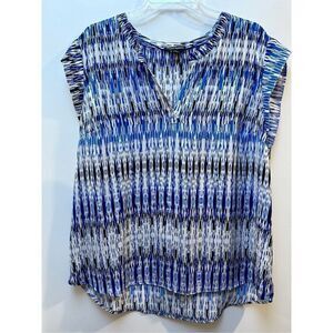 Hilary Radley high low purple blue white v-neck sleeveless top XL. #26-0754